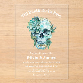 Til Death Do ons Part Gothic Halloween Wedding Acryl Uitnodigingen