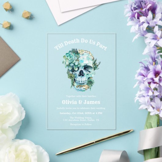 Til Death Do ons Part Gothic Halloween Wedding Acryl Uitnodigingen (Insitu (Huwelijk))