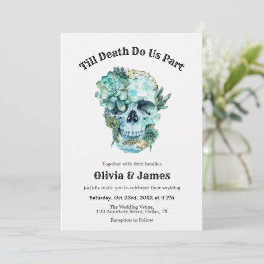 Til Death Do ons Part Gothic Halloween Wedding Kaart (Staand voorkant)