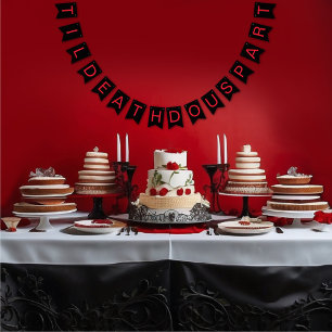 Til Death Do ons Part Gothic Moody Black and Red Vlaggetjes