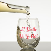 Til Death Do ons Part Gothic Moody Black and Red Wijnglas Zonder Voet