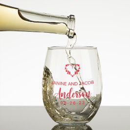 Til Death Do ons Part Gothic Moody Black and Red Wijnglas Zonder Voet