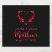 Til Death Do ons Part Gothic Red Floral Heart Bier Etiket (Enkel label)