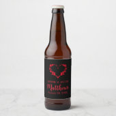 Til Death Do ons Part Gothic Red Floral Heart Bier Etiket (Voorkant)