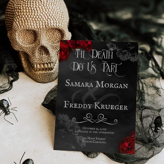Til Death Do ons Part Gothic Wedding Invite Roos Kaart