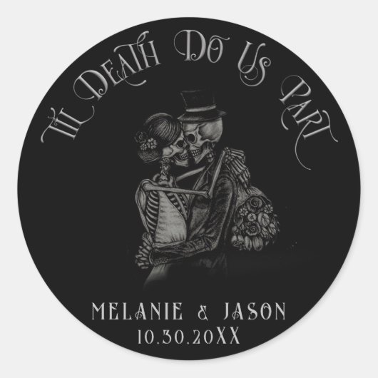 Til Death Do ons Part Gothic Wedding Ronde Sticker (Voorkant)
