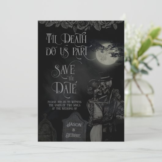 Til Death Do ons Part Gothic Wedding Save The Date (Staand voorkant)