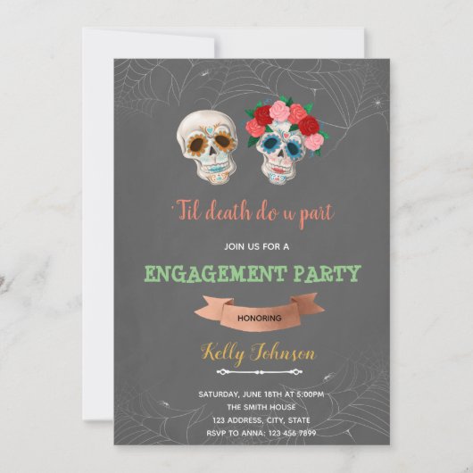 Til Death Do ons Part Halloween Engagement party Kaart (Voorkant)