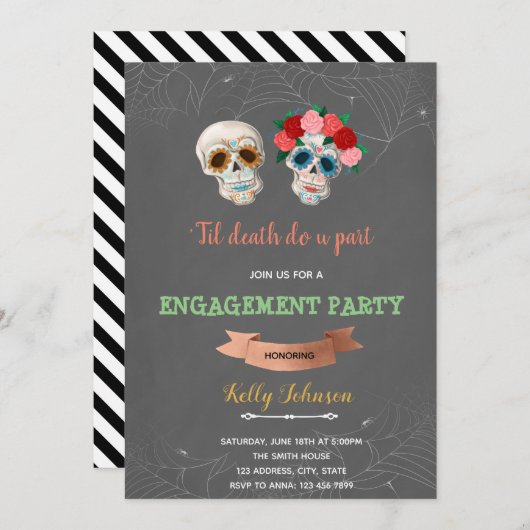 Til Death Do ons Part Halloween Engagement party Kaart (Voorkant / Achterkant)