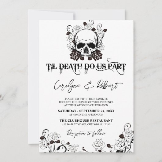 Til Death Do ons Part Halloween Gothic Wedding Inv Kaart (Voorkant)