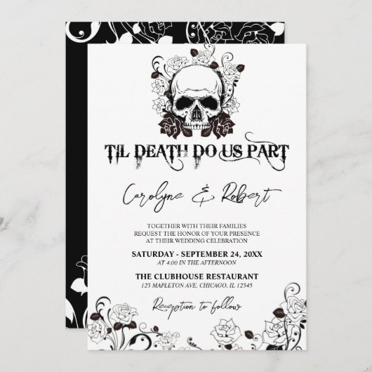 Til Death Do ons Part Halloween Gothic Wedding Inv Kaart (Voorkant / Achterkant)