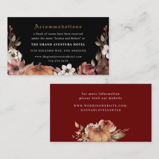 'Til Death Do ons Part Halloween Wedding' Informatiekaartje (Voorkant / Achterkant)