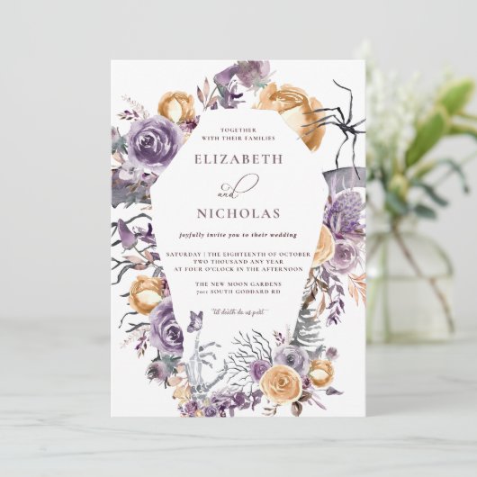 'Til Death Do ons Part Halloween Wedding Invitatio Kaart (Staand voorkant)