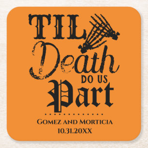 Til Death Do ons Part Halloween Wedding Jubileum Kartonnen Onderzetters