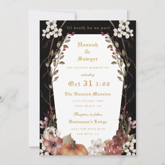 'Til Death Do ons Part Halloween Wedding' Kaart (Voorkant)