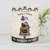 Til Death Do ons Part Skeleton Halloween Wedding Save The Date (Staand voorkant)