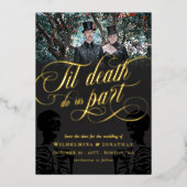 Til Death Do ons Part Skeleton Photo Save the Date Folie Uitnodiging (Voorkant)
