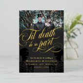 Til Death Do ons Part Skeleton Photo Save the Date Folie Uitnodiging (Staand Voorkant)