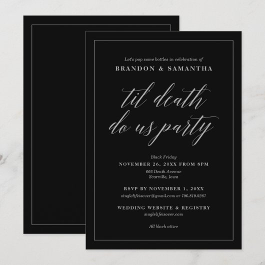 Til Death Do ons Party Halloween Vrijgezellenfeest Kaart (Voorkant / Achterkant)