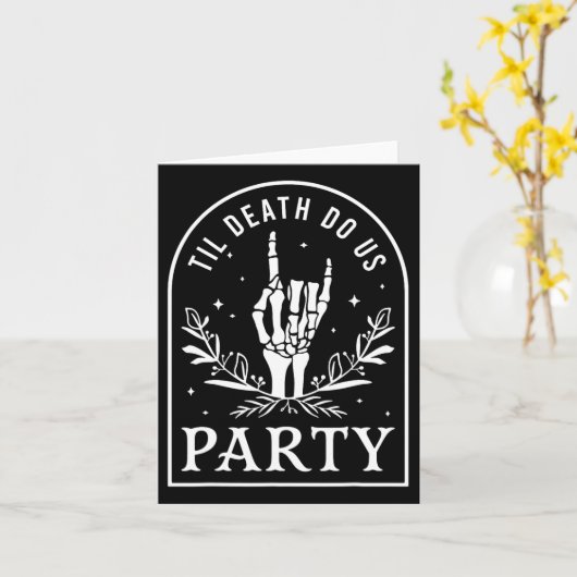 Til Death Do ons Party Retro Halloween Bachelorett Kaart (Gele Bloem)