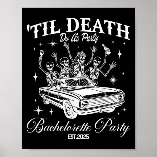 Til Death Do ons Party Retro Halloween Bachelorett Poster (Voorkant)