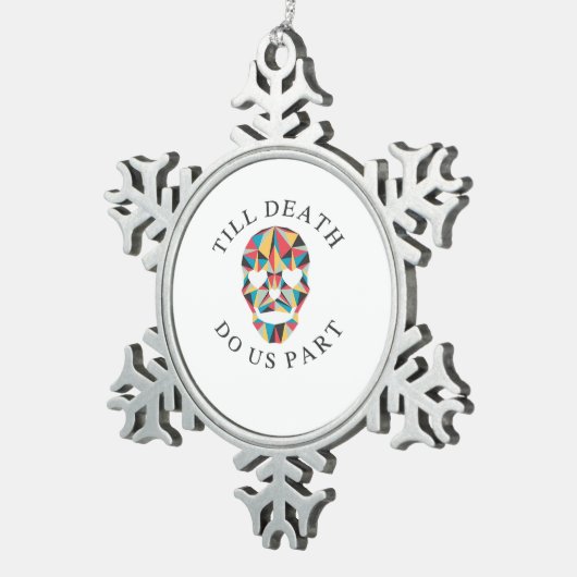 Til Death Do Us Grappig & Klassiek Halloween Tin Sneeuwvlok Ornament (Rechts)