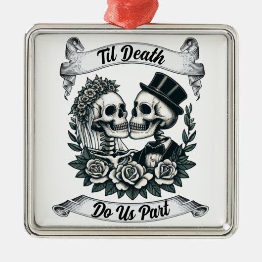 Til Death Do Us Part: Bruid & bruidegom skelet Metalen Ornament (Voorkant)