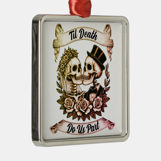 Til Death Do Us Part: Bruid & bruidegom skelet Metalen Ornament (Rechts)