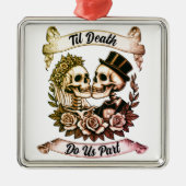 Til Death Do Us Part: Bruid & bruidegom skelet Metalen Ornament (Voorkant)