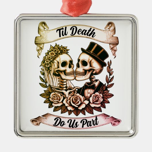 Til Death Do Us Part: Bruid & bruidegom skelet Metalen Ornament (Voorkant)