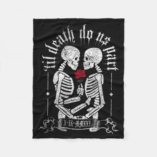 Til Death Do Us Part Couple Skeleton Halloween Men Fleece Deken (Voorkant)