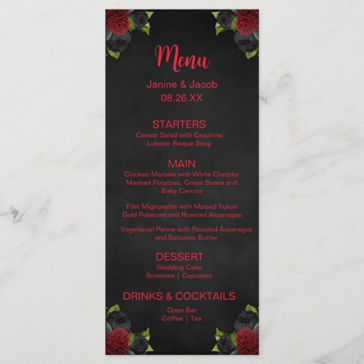 Til Death Do us Part Dark Gothic Moody Trouwmenu Menu (Voorkant)