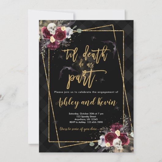 Til Death Do US Part Engagement Party Invitation Kaart (Voorkant)