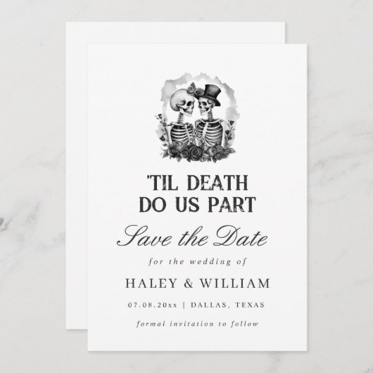 Til Death Do us Part Funeral Gothic Save The Date Kaart (Voorkant / Achterkant)