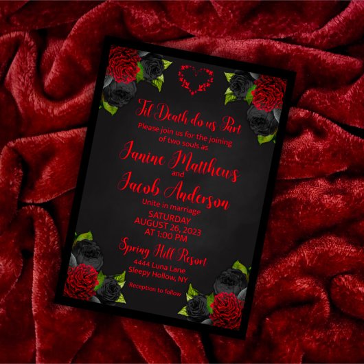 Til Death Do us Part Gothic Black with Red Roses Kaart