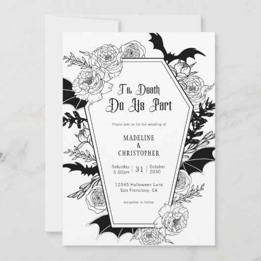 Til Death Do us Part Gothic Bloemen Bruiloft Kaart (Voorkant)