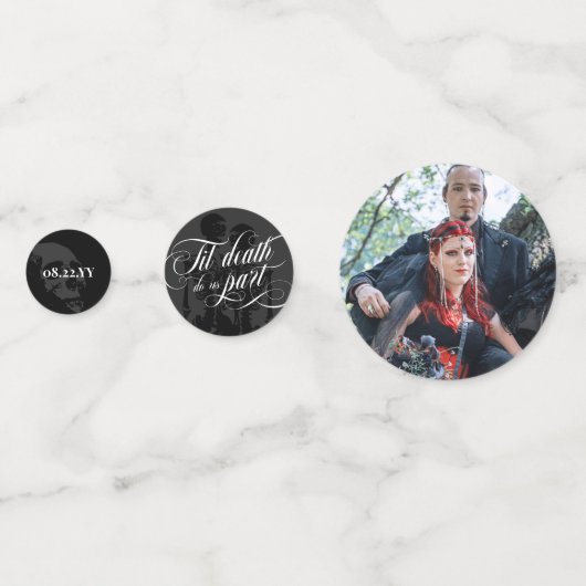 Til Death Do us Part Gothic Foto's Bruiloft Confetti (Achterkanten)