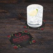 Til Death Do us Part Gothic Red Rose Bruiloft Kartonnen Onderzetters