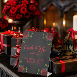 Til Death Do us Part Gothic Red Rose Tafelnummer Reclamebord Met Voetstuk