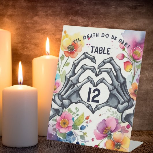Til Death Do us Part Gothic Trouwtafel nummer Reclamebord Met Voetstuk