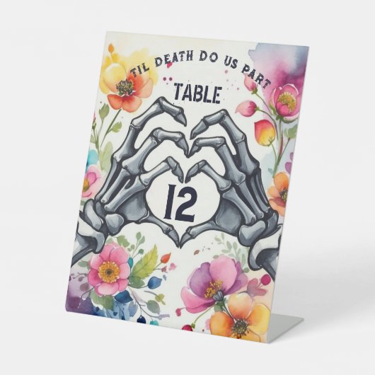 Til Death Do us Part Gothic Trouwtafel nummer Reclamebord Met Voetstuk (Voorkant)