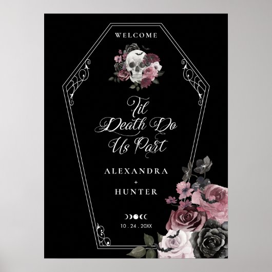 Til Death Do us Part Halloween Gotische Bloemen Sc Poster (Voorkant)