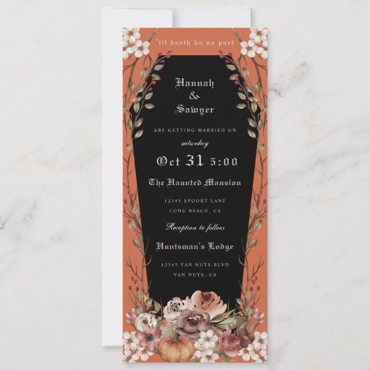 'Til Death Do us Part Halloween Wedding Coffin Inv Kaart (Voorkant)