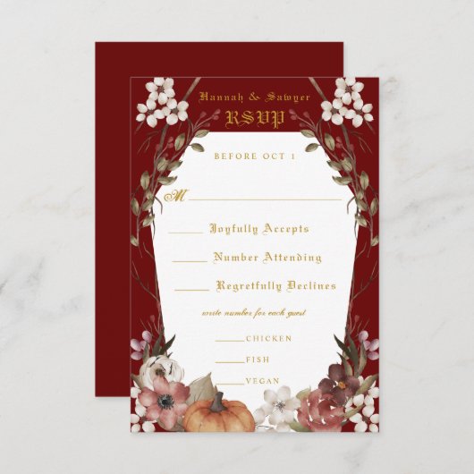 'Til Death Do us Part Halloween Wedding RSVP (Voorkant / Achterkant)