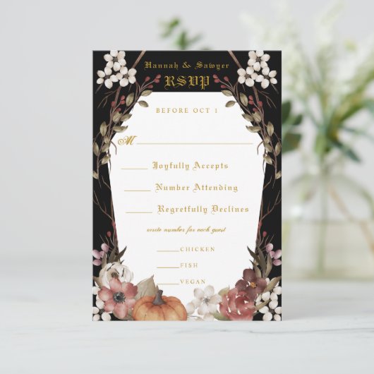 'Til Death Do us Part Halloween Wedding RSVP (Staand voorkant)