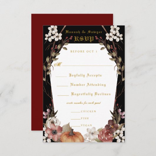'Til Death Do us Part Halloween Wedding RSVP (Voorkant / Achterkant)