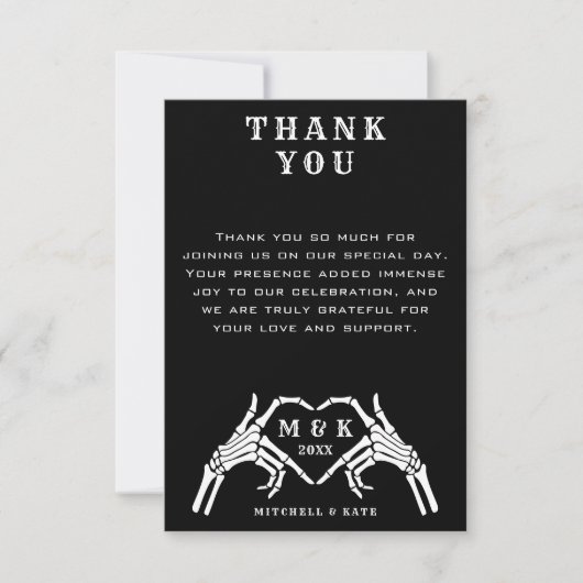 Til Death Do us Part Hart Hand Zwart Bruiloft Bedankkaart (Voorkant)