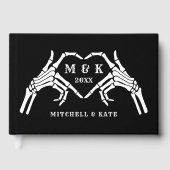 Til Death Do us Part Hart Hand Zwart Bruiloft Gastenboek (Voorkant)