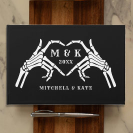 Til Death Do us Part Hart Hand Zwart Bruiloft Gastenboek