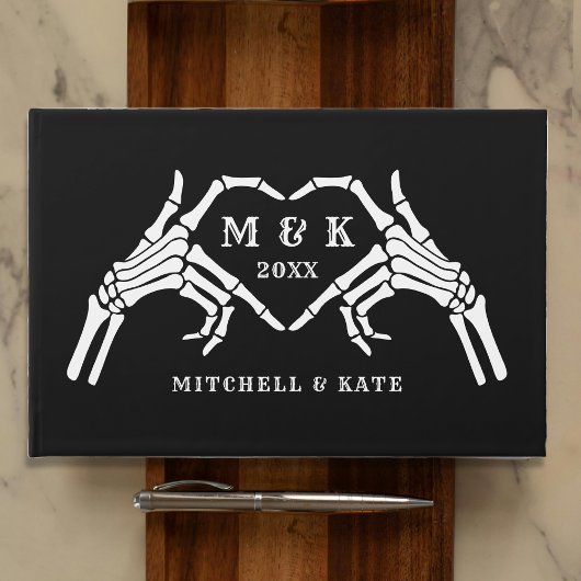 Til Death Do us Part Hart Hand Zwart Bruiloft Gastenboek